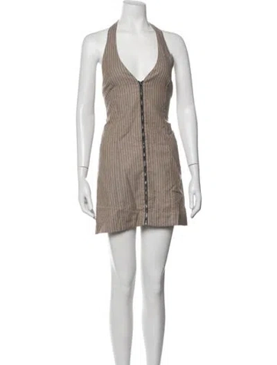 Pre-owned Musier Paris Striped Mini Dress In Neutrals
