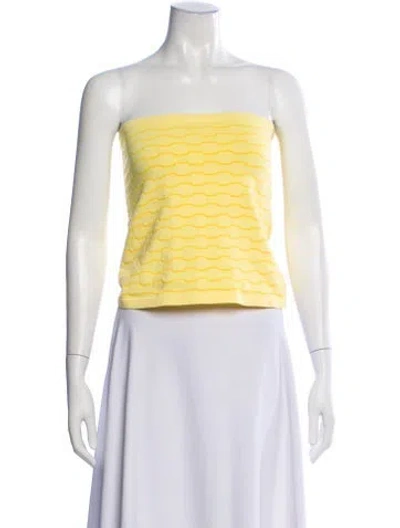 Pre-owned Musier Paris Striped Strapless Crop Top In Yellow
