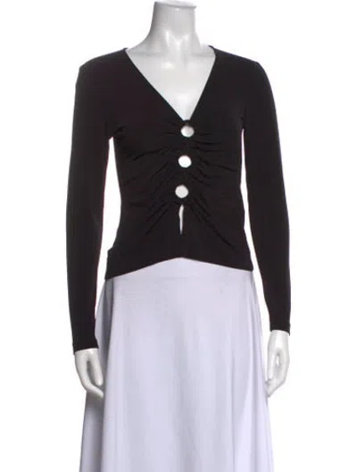 Pre-owned Musier Paris V-neck Long Sleeve Top In Black