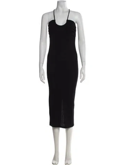 Pre-owned Musier Paris V-neck Midi Length Dress In Black