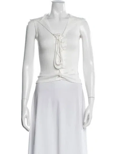 Pre-owned Musier Paris V-neck Sleeveless Top In Neutral