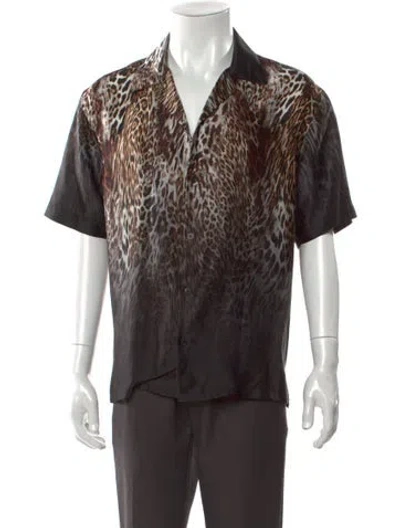 Pre-owned Musika Animal Print Short Sleeve Shirt In Brown