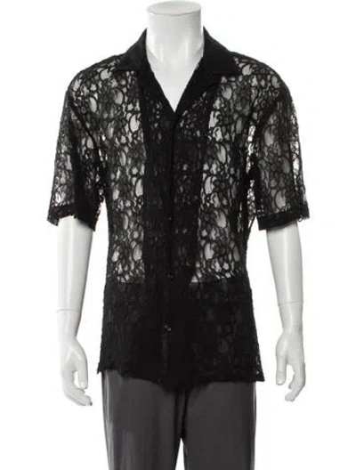 Pre-owned Musika Lace Pattern Short Sleeve Shirt In Black