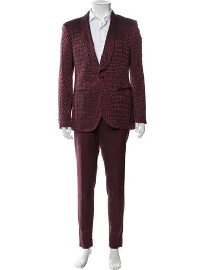 Pre-owned Musika Plaid Print Two-piece Suit In Red