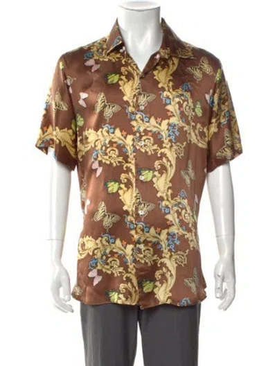 Pre-owned Musika Silk Printed Shirt In Brown
