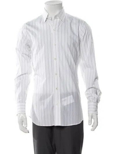 Pre-owned Musika Striped Long Sleeve Tuxedo Shirt In White