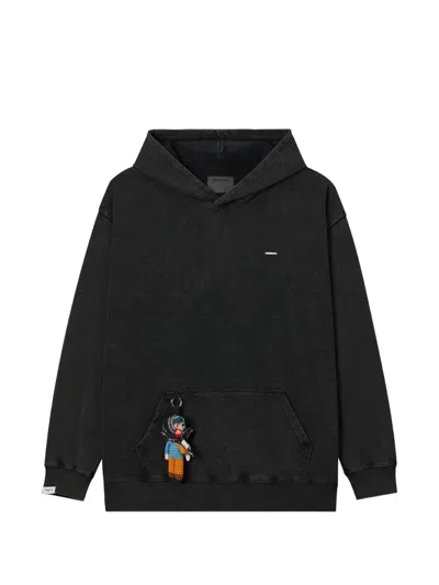 Musium Div. Acid-wash Logo-embossed Hoodie In Black