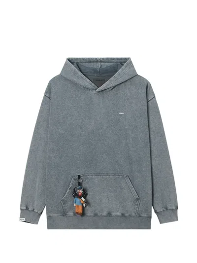 Musium Div. Acid-wash Logo-embossed Hoodie In Gray