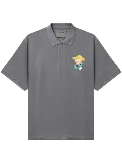 Musium Div. Appliquéd Cotton Polo Shirt In Grey