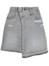 Musium Div. Asymmetric Distressed Mini Denim Skirt In Grau