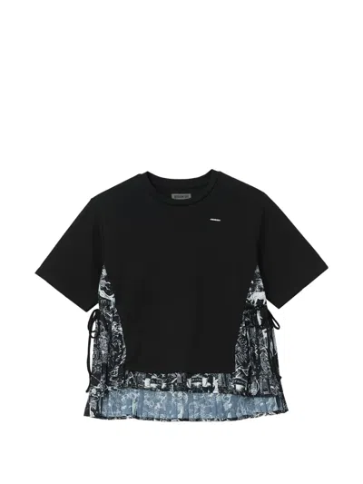 Musium Div. Bandana-print Panelled T-shirt In Black