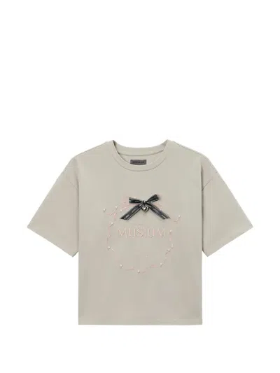Musium Div. Bow-embroidered T-shirt In Neutral