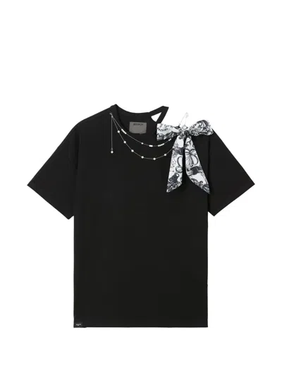 Musium Div. Bow-print Cut-out T-shirt In Black