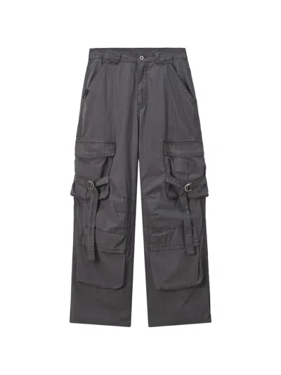 Musium Div. Buckle-detail Cotton Trousers In Gray