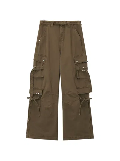 Musium Div. Buckle-detail Multi-pocket Cargo Pants In Brown