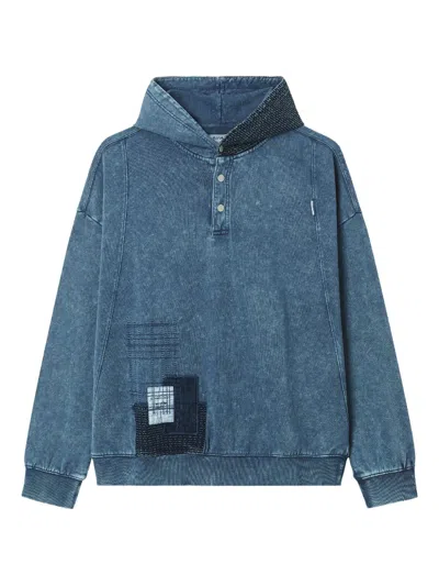 Musium Div. Button Patchwork Hoodie In Blue