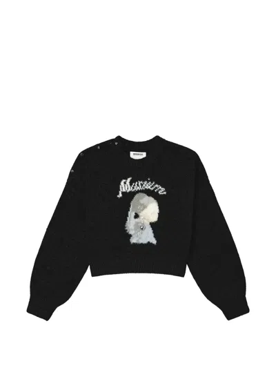 Musium Div. Button-detail Intarsia-knit Sweater In Black
