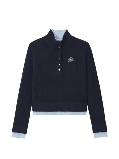 Musium Div. Cable-knit Button-up Sweater In Blue