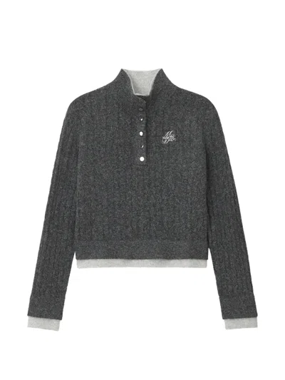 Musium Div. Cable-knit Button-up Sweater In Gray