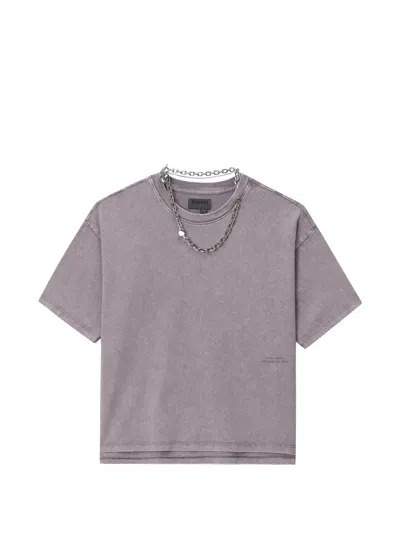 Musium Div. Chain-embellished Acid-wash T-shirt In Purple