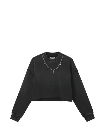 Musium Div. Charm-embellished Acid-wash Sweatshirt In Black