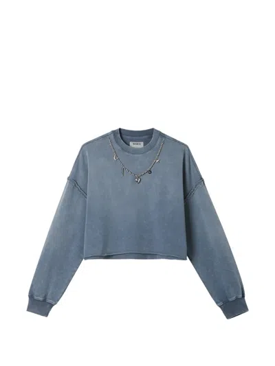 Musium Div. Charm-embellished Raw-cut Sweatshirt In Blue