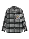 Musium Div. Check-patterned Appliqué Shirt In Black
