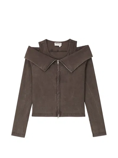 Musium Div. Cold-shoulder Ribbed Top In Brown