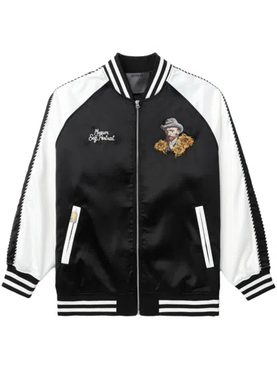 Musium Div. Colourblock Varsity Jacket In Black