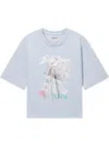 Musium Div. Graphic-print Cotton Cropped T-shirt In Blau