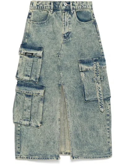 Musium Div. Denim Cargo A-line Skirt In Blue