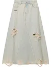 Musium Div. Distressed Denim Maxi Skirt In Blue