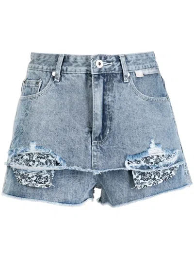 Musium Div. Distressed Denim Shorts In Blau