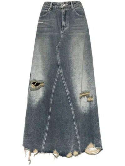 Musium Div. Distressed Denim Skirt In Blue