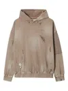 Musium Div. Distressed Panelled Hoodie In Brown