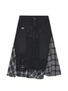 Musium Div. Distressed Patchwork Midi Skirt In Black