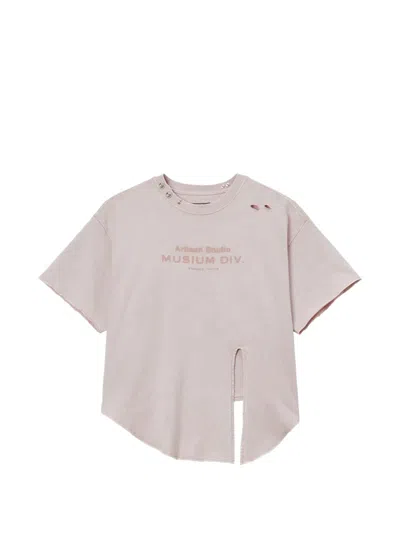 Musium Div. Distressed Relaxed-fit T-shirt In Pink