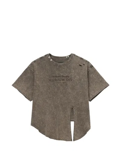 Musium Div. Distressed Split-back T-shirt In Brown