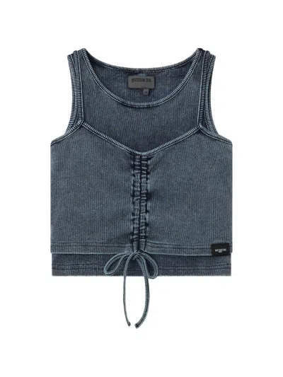 Musium Div. Drawstring-detail Ribbed Tank Top In Blue