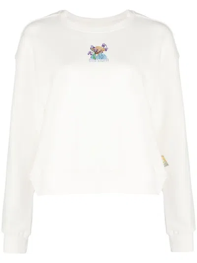 Musium Div. Embroidered Cotton Sweatshirt In Neutrals
