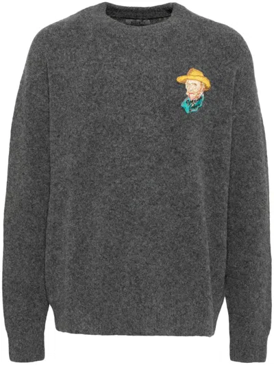 Musium Div. Embroidered Logo Jumper In Grey
