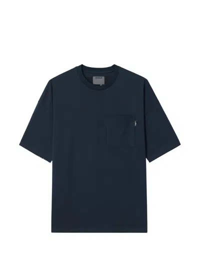 Musium Div. Embroidered-logo Patchwork T-shirt In Blue