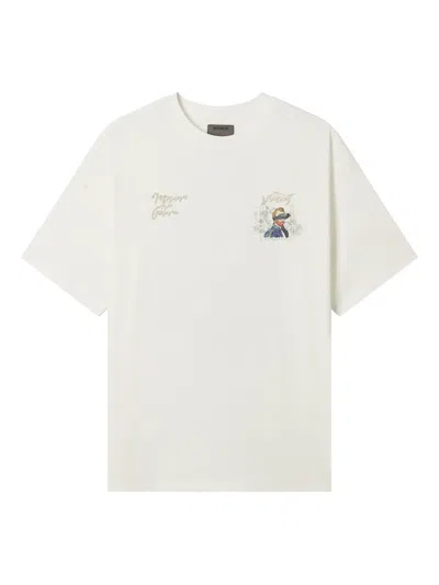 Musium Div. Face-print Cotton T-shirt In White