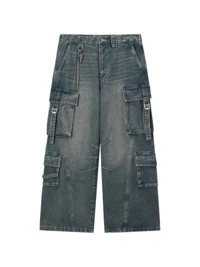 Musium Div. Faded Multi-pocket Cargo Pants In Blue