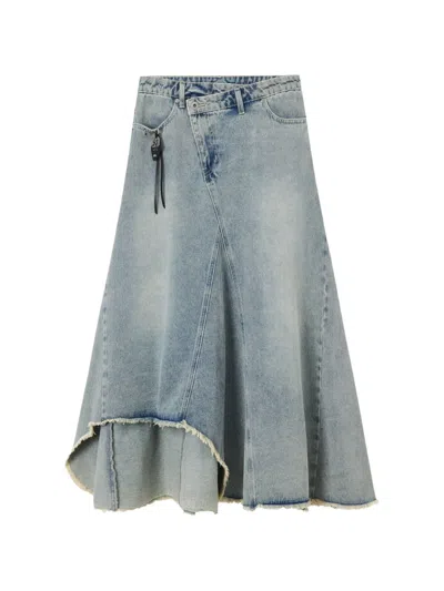 Musium Div. Frayed A-line Skirt In Blue