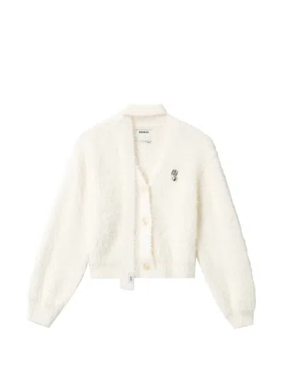 Musium Div. Fuzzy Scarf-detail Cardigan In Neutrals