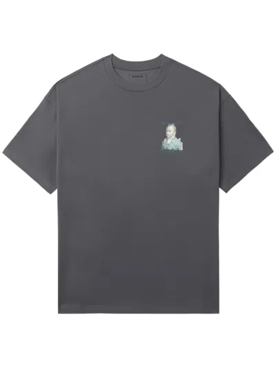 Musium Div. Graphic-print Cotton-blend T-shirt In Grey