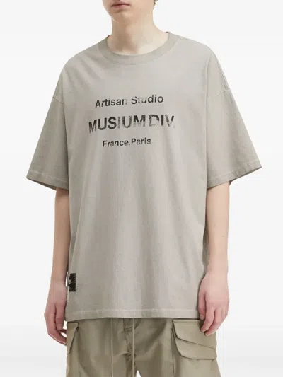 Musium Div. Graphic-print Oversized T-shirt In Grey