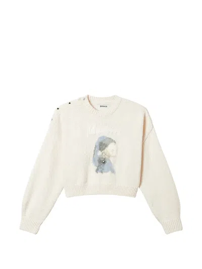 Musium Div. Graphic-print Button-shoulder Sweater In White