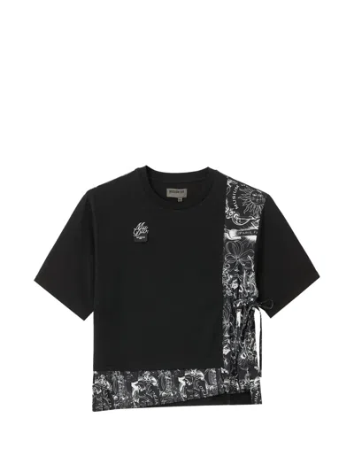 Musium Div. Graphic-print Pleated T-shirt In Black